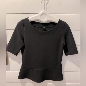 Black Peplum Stretch Top – S.Oliver – Size 6